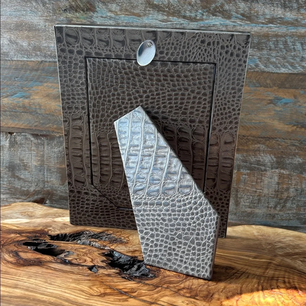 Plata Lappas Mock Croc And Metal 5x7 Picture Frame